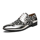 economico Semi-formale-Per uomo Oxford Scarpe derby Scarpe Bullock Scarpe da sera Scarpe alari Lavoro Matrimonio Serata e festa PU Traspirante Antiscivolo Prova di usura Con lacci intrecciali Argento Oro Leopardo Primavera