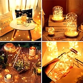 baratos Alimentado por Pilha-100 unidades de luzes de natal de fadas operadas por bateria de 7 pés 20 led à prova d &#039;água mini luzes de corda do firefly com fio de prata flexível para peças centrais de casamento pote de pedreiro
