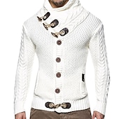 voordelige pullover voor heren-Voor heren Trui Coltrui Kabel Haakwerk breien Normaal Klassiek Effen / effen kleur Opstaande boord Basic Kleding Raglan mouwen Winter Kameel Zwart S M L