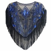 voordelige Sjaals &amp; Wikkels-Elegant Vintage Klassiek Flapper sjaals The Great Gatsby Vriendelijke vrouw Bruiloftsgast Pailletten Kwastje kralen Lovertje Kwastje Kostuum Dames Schoolfeest Avond Feest Feest Volwassenen Sjaal