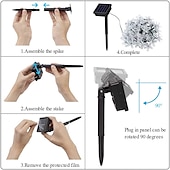 abordables Guirlandes solaires-Guirlande lumineuse solaire d&#039;extérieur à LED pour réception de mariage élégante - 7 m-50 LED à 12 m-100 LED, étanche 8 modes pour jardin, arbre de Noël, terrasse, décoration intérieure