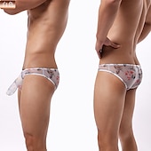 cheap Men&#039;s Exotic Underwear-Men&#039;s 1pack Sexy Panties Briefs Print Polyester Low Waist Black White