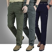 abordables Pantalones cargo-Hombre Pantalones cargo Pantalones para senderismo Bordado Cintura elástica Color sólido Transpirable Secado rápido Trabajo Ropa de calle Elegante Casual Negro Verde Ejército