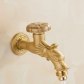 economico Rubinetti per lavandino bagno-rubinetto per lavatrice di lusso in stile retrò con estremità filettata, rubinetto per lavabo monocomando monoforo in ottone antico nero bronzo lucidato ad olio, rubinetto esterno con valvola in