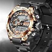 cheap Digital Watches-LIGE Men Digital Watch Chronograph Military Sports Waterproof Dual Display Calendar Chronograph Waterproof Silicone Strap Watch