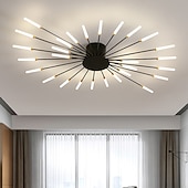 Недорогие Потолочные светильники-современный потолочный светильник, простой в установке, потолочный светильник для скрытого монтажа, люстра с акриловым абажуром, для детской комнаты, спальни, гостиной, нейтральный свет в форме цветка 4000k (черный / золотой, 42 головки)