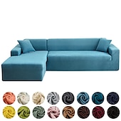 baratos Cobertura de Sofa-capas de sofá à prova de poeira todo-poderosas, elásticas, em forma de l, capa de sofá em tecido supermacio, cor de vinho, com uma capa de reforço grátis, capa de sofá moderna para sala de estar,