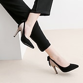 abordables Talons Aiguilles-talons aiguilles pointus rouges et noirs – escarpins élégants en daim avec nœud pour femmes, tenues de fête et de soirée
