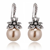 billiga Tillbehör och mer-imitation pearl drop örhängen natursten rund pärla dingla örhängen för kvinnor mode smycken gåva ¡(jag: silver)