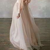 preiswerte Ballkleid-Zweiteiliges Abschlussballkleid Empire Kleid Hochzeitsgast Formelles Abendkleid Bodenlang Lange Ärmel Stehkragen Chiffon mit Knöpfen Stufen