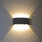 זול נורות קיר חוץ-אורות קיר חיצוניים 8w led אלומיניום מנורת קיר פמוט פנימי למעלה למטה ip65 עמיד למים לבן שחור מודרני לפטיו גינה מדרגות חדר שינה מעבר מסלול חדר אמבטיה אור