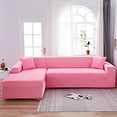 billiga Sofföverdrag-stretch sofföverdrag överdrag vinröd elastisk sektionssoffa fåtölj loveseat 4- eller 4- eller 3-sits L-form grå blå vanlig solid mjuk slitstark tvättbar