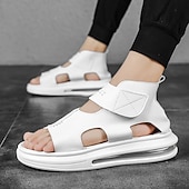 economico sandali da esterno-sofisticati sandali in pelle nera da uomo - design moderno e ritagliato con suola imbottita, ideali per un abbigliamento casual elegante e outdoor