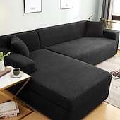 baratos Cobertura de Sofa-capas de sofá à prova de poeira todo-poderosas, elásticas, em forma de l, capa de sofá em tecido supermacio, cor de vinho, com uma capa de reforço grátis, capa de sofá moderna para sala de estar,