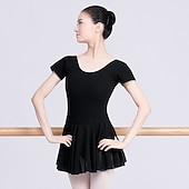 preiswerte Ballettbekleidung-Ballett Kleid Einfarbig Damen Ausbildung Leistung Kurzarm Hoch Baumwollmischung