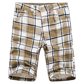 olcso munka rövidnadrág-Férfi Chino Shorts Bermuda nadrág Munkanadrág Zseb Rács Mokaszinok Rövid Szabadtéri Hétköznapi Napi Utcai sikk Stílusos Világosbarna Khakizöld