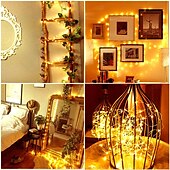 baratos Alimentado por Pilha-100 unidades de luzes de natal de fadas operadas por bateria de 7 pés 20 led à prova d &#039;água mini luzes de corda do firefly com fio de prata flexível para peças centrais de casamento pote de pedreiro
