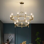 cheap Chandeliers-LED Ceiling Light Copper Circle Ring Design Modern Gold Geometric Shapes Chandelier Copper Modern Style Brass Modern Nordic Style 6 8 10 15 Heads 220-240V 110-120V