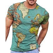 abordables T-shirts vintage-Homme Carte Imprimés Photos T shirt Tee Manche Courte T-shirt 3D effet Col Rond Chemise Design Décontractées Grand et grand du quotidien Vacances Noir Jaune Bleu Eté Vêtement Tenue S M L XL XXL 3XL