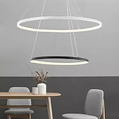 economico Modello a cerchio-Lampada a sospensione a led a 2 luci da 60 cm design cerchio in alluminio finiture verniciate dimmerabile moderna sala da pranzo camera da letto con paralume in acrilico luci regolabili 50w solo dimmerabile con telecomando