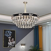 economico Lampadari-Lampadario a sospensione a LED in cristallo di lusso rotondo 80 cm Lanterna Desgin in acciaio inossidabile elettrolitico LED 220-240V 110-120V