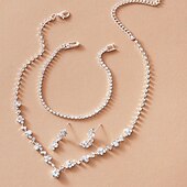 billige Smykkesett-Brude smykker sett 1set Klar Syntetisk Diamant Legering 1 Halskjede 1 Armbånd Øredobber Dame Enkel Grunnleggende Elegant Annerledes Smykkesett Til Daglig Festival