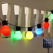 abordables Guirlandes solaires-Guirlande lumineuse LED solaire d&#039;extérieur élégante pour réception de mariage, fête, rétro, G50, étanche, 5 m, 3 m, guirlande lumineuse LED, Noël, mariage, fleur, rue, jardin, extérieur, décoration,