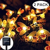 abordables Guirlandes solaires-guirlandes lumineuses solaires en plein air 2pcs 1pcs 8 modèles alimentés à l&#039;énergie solaire mignon abeille led chaîne guirlande lumineuse 30leds 6.5m abeille extérieur jardin clôture patio noël
