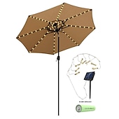 billige Soldrevet-solar terrasse paraply lys utendørs 104leds fairy string lys vanntett for hage hage camping dekorasjon fargerik julebelysning