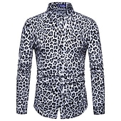 levne Zvířecí-Pánské Leopard Gepardí Košile Košile na knoflíky Dlouhý rukáv Módní Šik ven Chladný Ležérní Denní Jdeme ven Jaro &amp; podzim Přehnutý 3D tisk Tisk Hnědá Šedá
