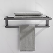 economico Set di accessori da bagno-set di accessori per il bagno, ferramenta per il bagno spazio alluminio parete grigio pistola portasciugamani / mensola angolare / porta accappatoio / porta carta igienica / portasciugamani / porta