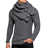 economico Maglioni Cardigan da uomo-Per uomo Felpa Cardigan Maglione a collo alto Maglia Pulsante Lavorato a maglia Tinta unica A collo alto Moda Stile vintage Abbigliamento Autunno Inverno Nero Bianco S M L