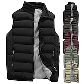 preiswerte Herren Steppweste-Herren Einfarbig Laufwesten Daunenweste Steppweste Frühling Herbst Winter Kariert Vollreißverschluss Innentasche Ärmellos Lässig Athleisure Stehkragen Thermowarm Wasserdicht Winddicht Atmungsaktiv