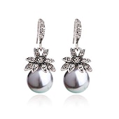 billiga Tillbehör och mer-imitation pearl drop örhängen natursten rund pärla dingla örhängen för kvinnor mode smycken gåva ¡(jag: silver)