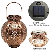 billige Landskapslys-ramadan eid lys solcellelys utendørs hengende solcelle vintage hagelampe retro lanterner hule solcellelys med håndtak for hage tre gjerde terrasse landskap krans belysning
