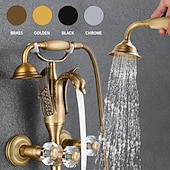 billige Badekraner-badekar armatur - moderne antikk messing veggmontering messing ventil badekar dusj blandebatterier