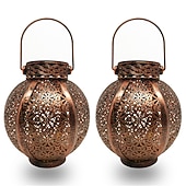 billige Landskapslys-ramadan eid lys solcellelys utendørs hengende solcelle vintage hagelampe retro lanterner hule solcellelys med håndtak for hage tre gjerde terrasse landskap krans belysning