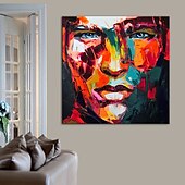 cheap People Paintings-Oil Painting Handmade Hand Painted Wall Art Mintura Modern Abstract Face Home Decoration Decor Rolled Canvas No Frame Unstretched