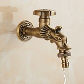 economico Rubinetti per lavandino bagno-rubinetto per lavatrice di lusso in stile retrò con estremità filettata, rubinetto per lavabo monocomando monoforo in ottone antico nero bronzo lucidato ad olio, rubinetto esterno con valvola in