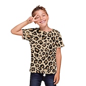 billiga Pojkens 3D Vision &amp; Geometri-Pojkar 3D Leopard T-shirt Kortärmad 3D-tryck Sommar Aktiv Barn 3-12 år Dagliga kläder Normal