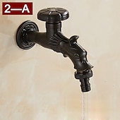 economico Rubinetti per lavandino bagno-rubinetto per lavatrice di lusso in stile retrò con estremità filettata, rubinetto per lavabo monocomando monoforo in ottone antico nero bronzo lucidato ad olio, rubinetto esterno con valvola in
