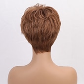 cheap Human Hair Capless Wigs-Human Hair Blend Wig Short Straight Natural Straight Pixie Cut Side Part Layered Haircut Asymmetrical Black White Green Cosplay Curler &amp; straightener Natural Hairline Capless Burmese Hair Women&#039;s All