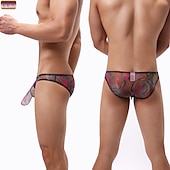 cheap Men&#039;s Exotic Underwear-Men&#039;s 1pack Sexy Panties Briefs Print Polyester Low Waist Black White
