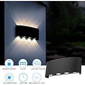 זול נורות קיר חוץ-אורות קיר חיצוניים 8w led אלומיניום מנורת קיר פמוט פנימי למעלה למטה ip65 עמיד למים לבן שחור מודרני לפטיו גינה מדרגות חדר שינה מעבר מסלול חדר אמבטיה אור