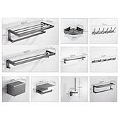 economico Set di accessori da bagno-set di accessori per il bagno, ferramenta per il bagno spazio alluminio parete grigio pistola portasciugamani / mensola angolare / porta accappatoio / porta carta igienica / portasciugamani / porta