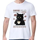 cheap Men&#039;s Graphic T Shirt-Men&#039;s Cat Letter T Shirt Tee 100% Cotton Short Sleeve Graphic Shirt White Light Grey Comfortable Tee Casual Fashion Designer Clothing