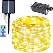 voordelige Zonne-lichtslingers-zonne-energie lichtslinger 20m 30m 50m met afstandsbediening thanksgiving kerst buitenfeest tuindecoratie kerstverlichting plug-in dual purpose gypsophila koperdraad verlichting set 24v