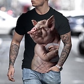  Per uomo Grafico Animale 3D Maiale Maglietta Magliette Divertenti Manica Corta maglietta Stampa 3D Girocollo Camicia Streetwear Esagerato Cool Quotidiano Vacanza Ferie Arcobaleno Abbigliamento Taglie