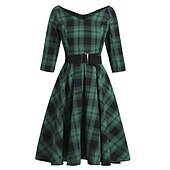 Χαμηλού Κόστους 1950-Όντρεϊ Χέπμπορν Δεκαετία του 1950 Κοκτέιλ Φόρεμα Vintage Φόρεμα Φορέματα Φόρεμα γραμμής Φόρεμα Flare Γυναικεία Στολές Πεπαλαιωμένο Μεταμφίεση Πάρτι Χοροεσπερίδα Καθημερινά Ρούχα Μακρυμάνικο