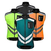 voordelige Herenjassen &amp; Gilets-WOSAWE Voor heren Wielrenvest Mouwloos Bergracen Wegwielrennen Marine Zwart Groen Fietsen Ves / Mouwloos Shirt Winddicht Reflecterende strips Achterzak Sport Effen Kleur Kleding / Gevorderd / Rekbaar